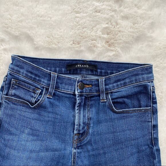 J Brand Raw Edge Asymmetrical Hem Medium Wash Skinny Jeans 25 - Picture 3 of 13